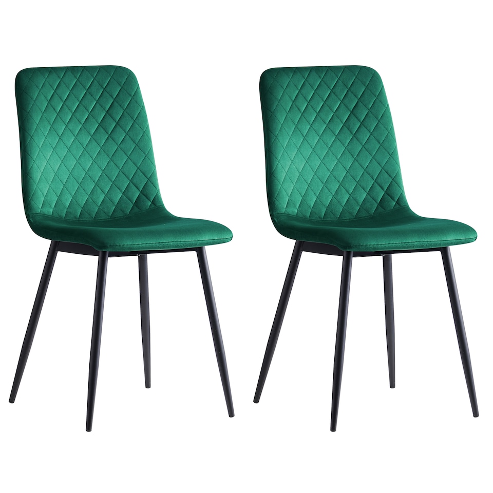 image 1 of Set of 4 Lexi Velvet Fabric Dining Chairs with Metal Legs Green by MCC