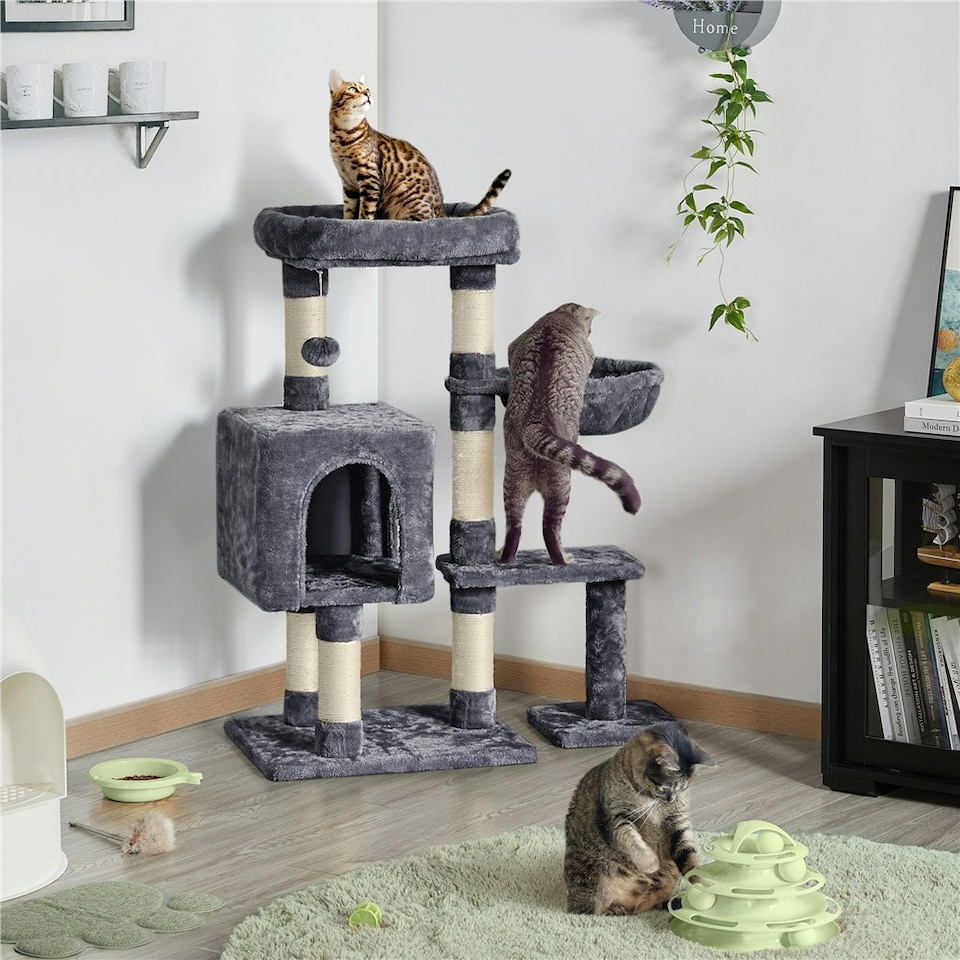 image 1 of Yaheetech 4-Level Cat Tree Condo with Perch Dark Grey