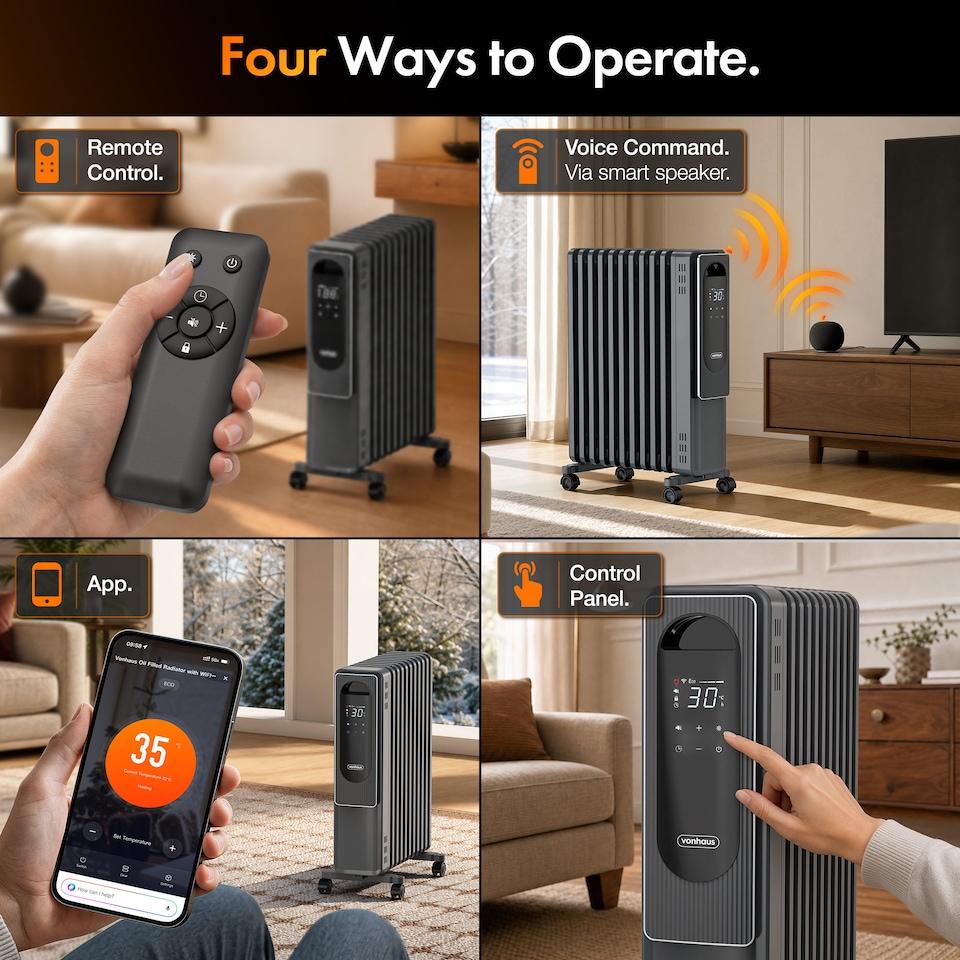 image 1 of VonHaus Oil Filled Radiator 11 Fin with WiFi/Remote Control