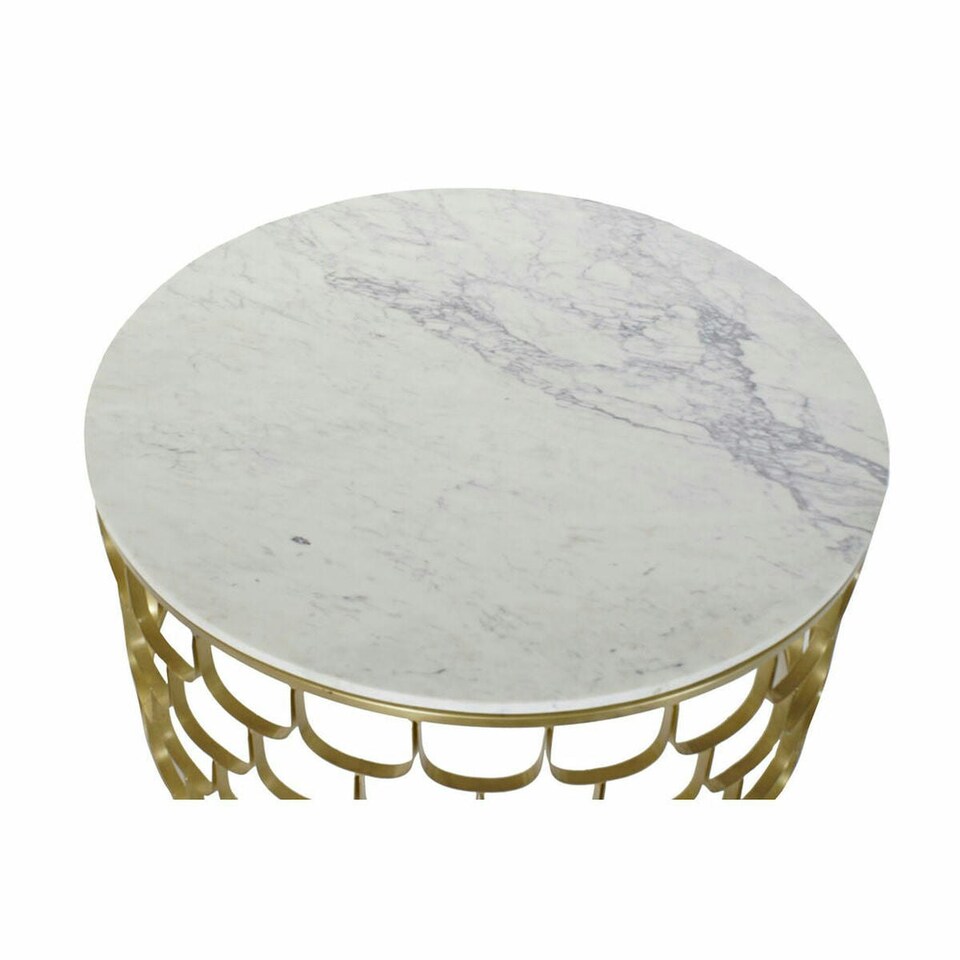 image 1 of Side table DKD Home Decor 81 x 81 x 42 cm Golden White Plastic Marble Iron N/A