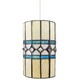 image 2 of Contemporary Amber Glass Tiffany Pendant Light Shade with Bright Teal Strips | Blue