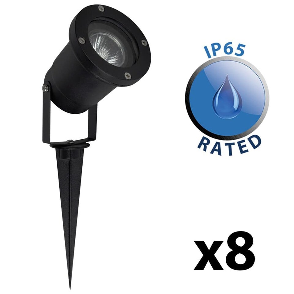 image 1 of ValueLights Derwent Pack of 8 Black Outdoor Light (Multi-Installation)