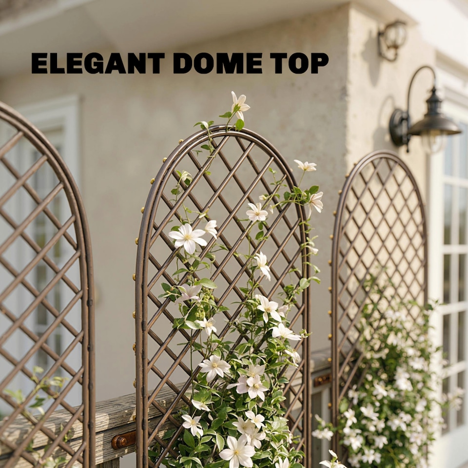 image 1 of Outsunny Garden Trellis, Decorative Trellis Panels with Dome Top, Natural | Brown | Natural wood
