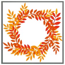 Orange & red autumn leaves (Picture Frame) Grey | M