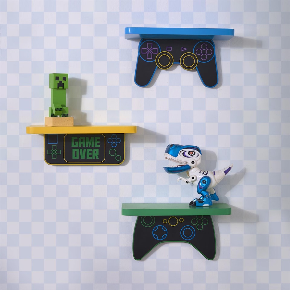 image 1 of OHS Kids Set of 3 Gaming Novelty Wall Shelves Floating Storage