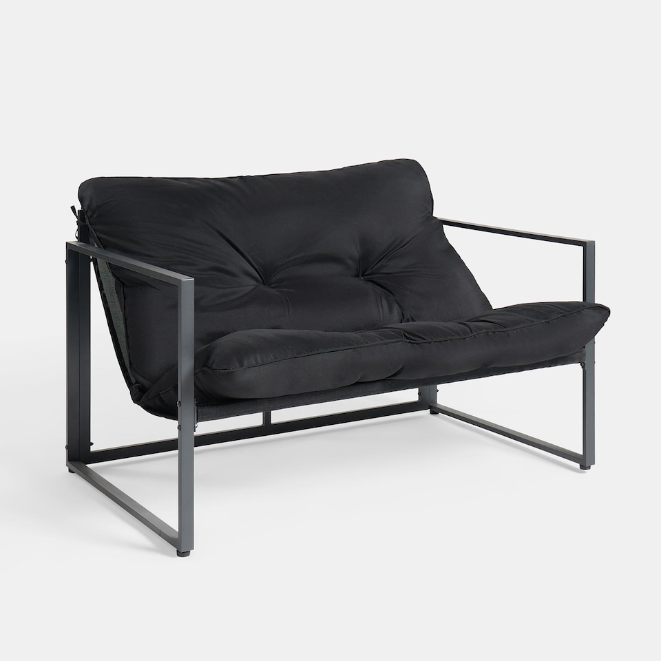 image 1 of OHS Miami 4PC Table Chair Set Outdoor Metal Frame Garden Patio Furniture | Black | One Size