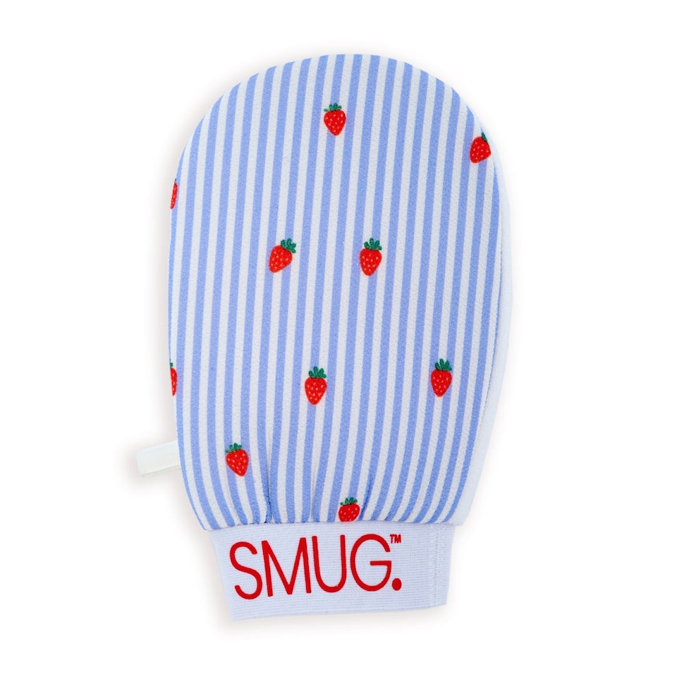 image 1 of SMUG Exfoliating Mitt - Strawberry Stripe Print