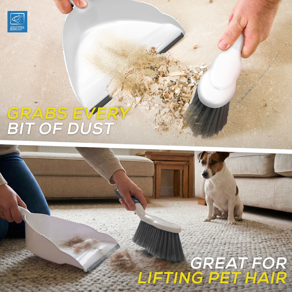 image 1 of Durable Bristles and Easy Sweep Dustpan and Brush Set
