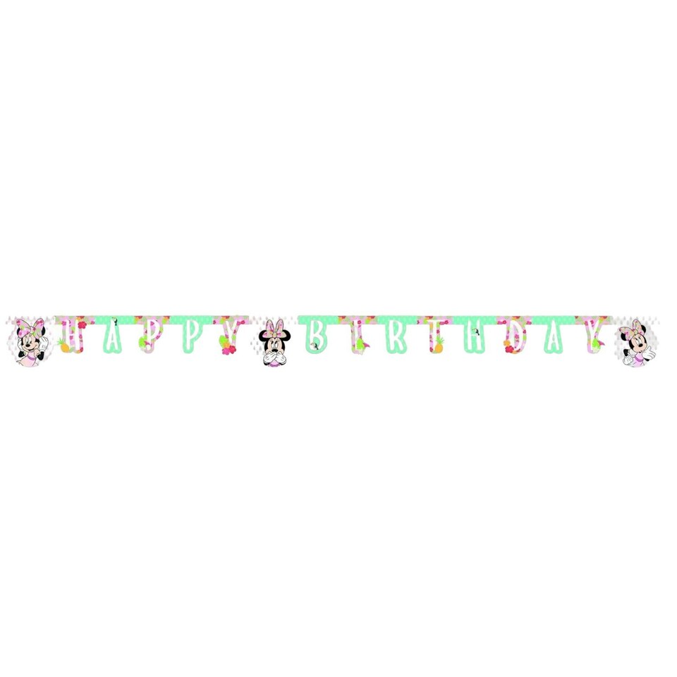 image 1 of Disney Tropical Minnie Mouse Happy Birthday Banner - Multicoloured - One Size