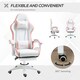 image 6 of Vinsetto Computer Gaming Chair, PU Leather Office Desk Chair with Footrest, Swivel Wheels, 135 Reclining Back, Lumbar Support, Headrest for Home, White and Pink