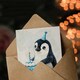 image 3 of Cute Cake Cartoon Kids Girl Boy Penguin Child Baby Birthday Card