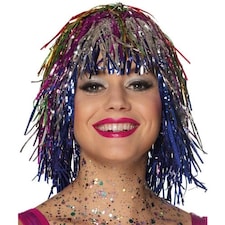 Metallic Multicolour Tinsel Wig