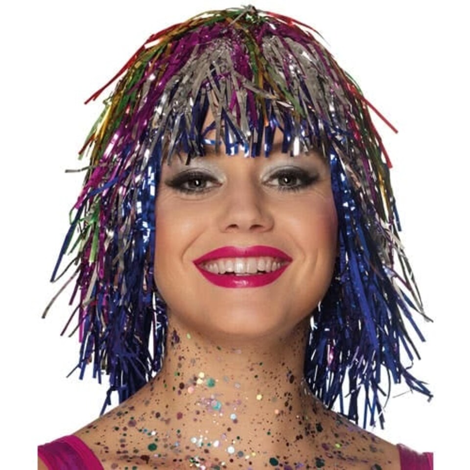 Metallic Multicolour Tinsel Wig
