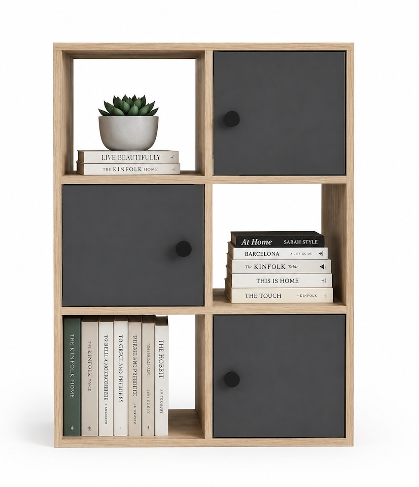 image 1 of Decorotika Tilton 3-tier and 3 Cabinets Bookcase