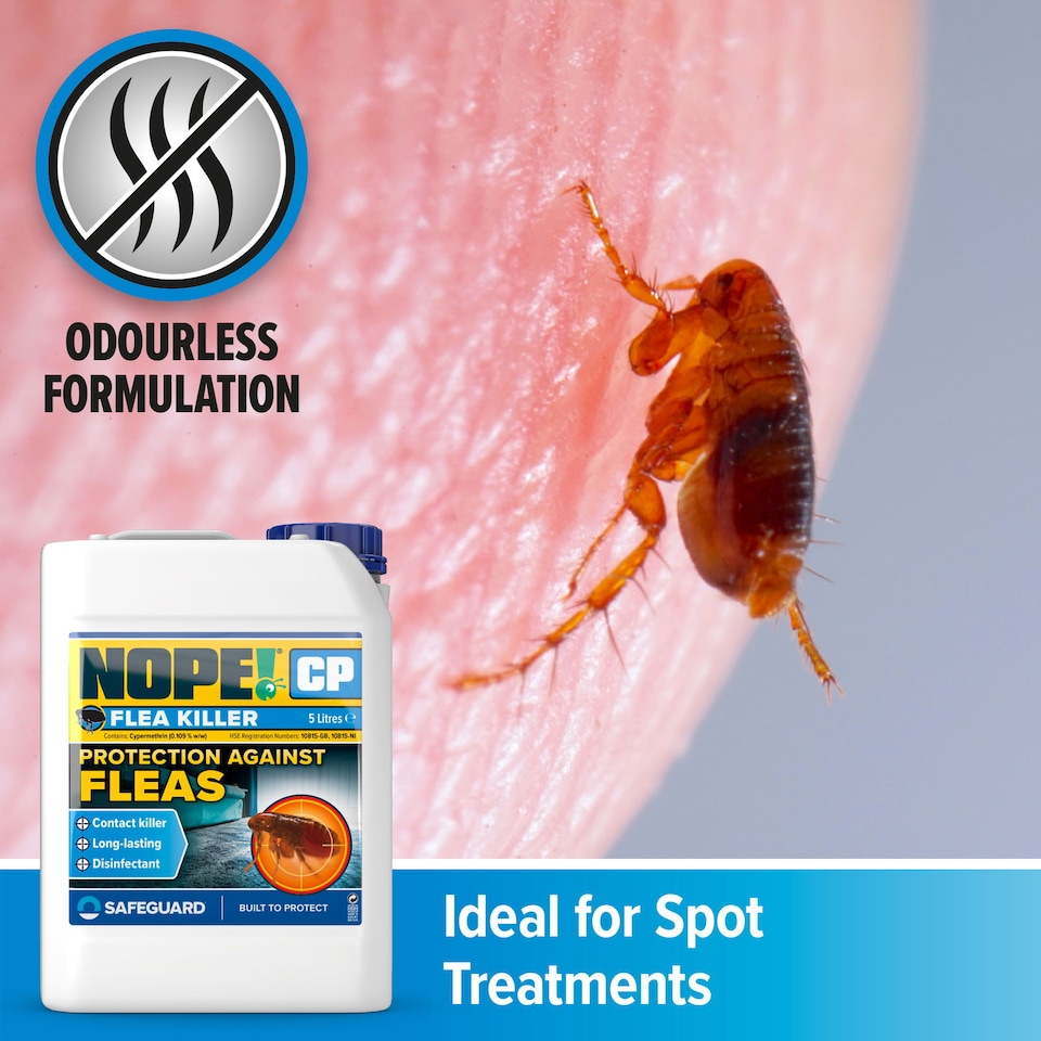 image 1 of NOPE CP Flea Spray (5L & Sprayer) for The Home - Fast-Acting, Odourless & Non-Staining. Indoor & Outdoor Flea Killer