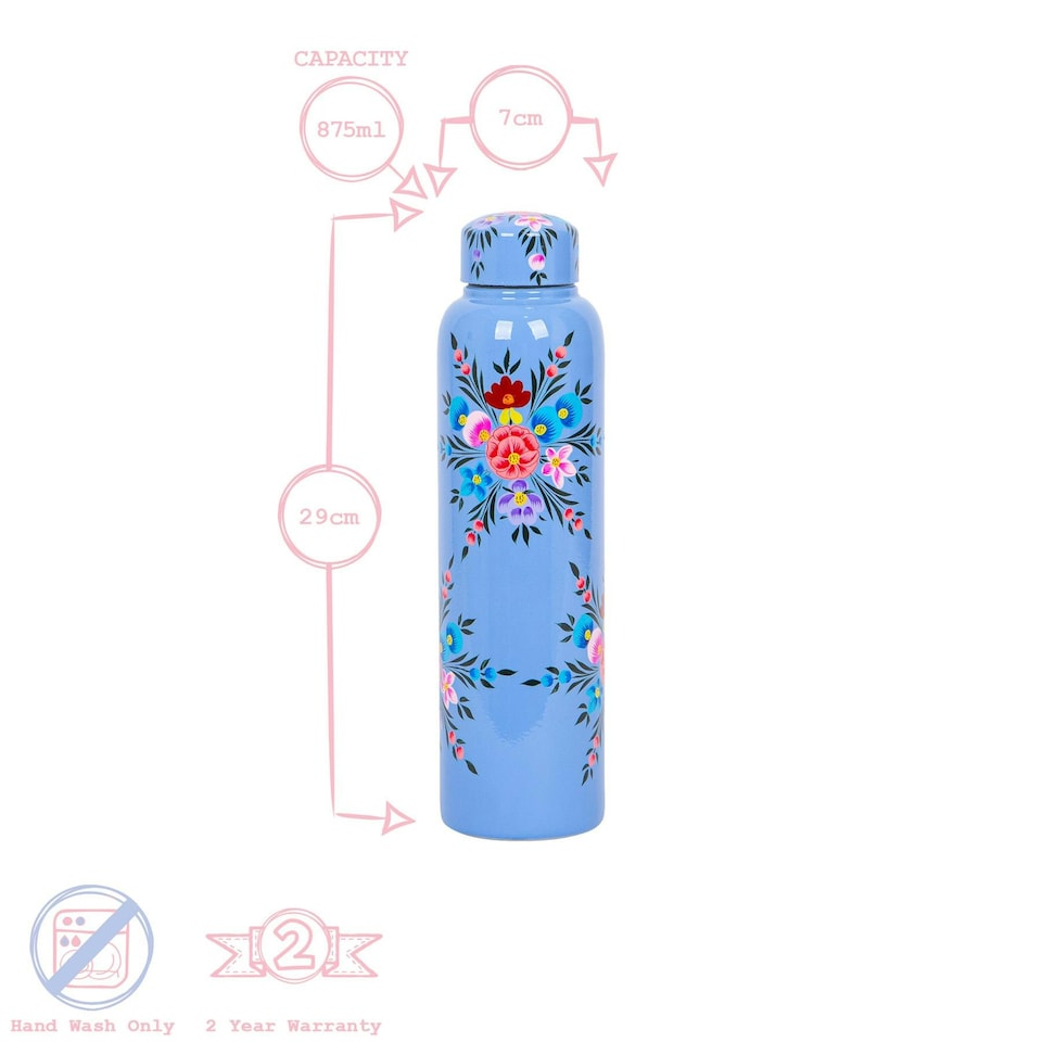 image 1 of BillyCan Hand-Painted Picnic Water Bottle - 875ml - Carbon Pansy Grey | One Size