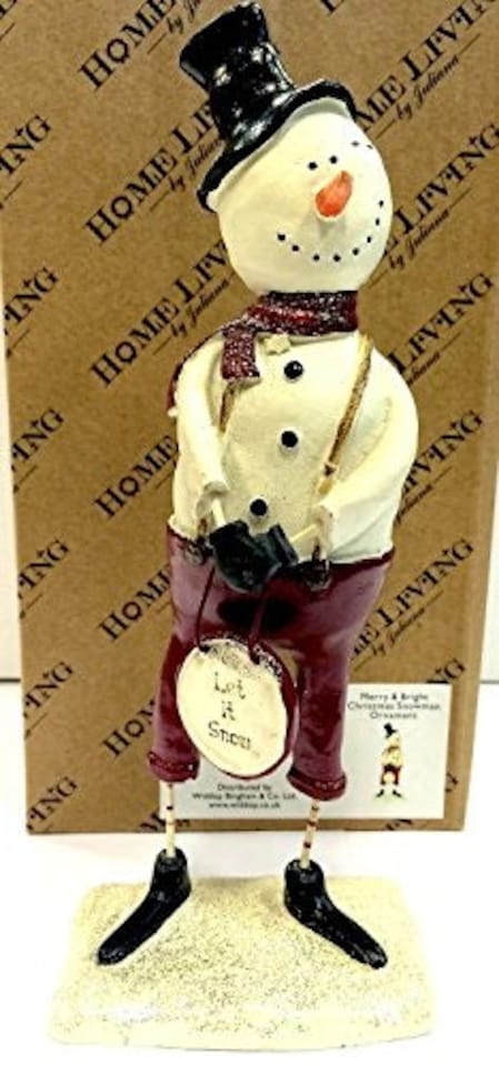 image 1 of Merry & Bright Christmas Snowman 'Let It Snow' Statue Ornament