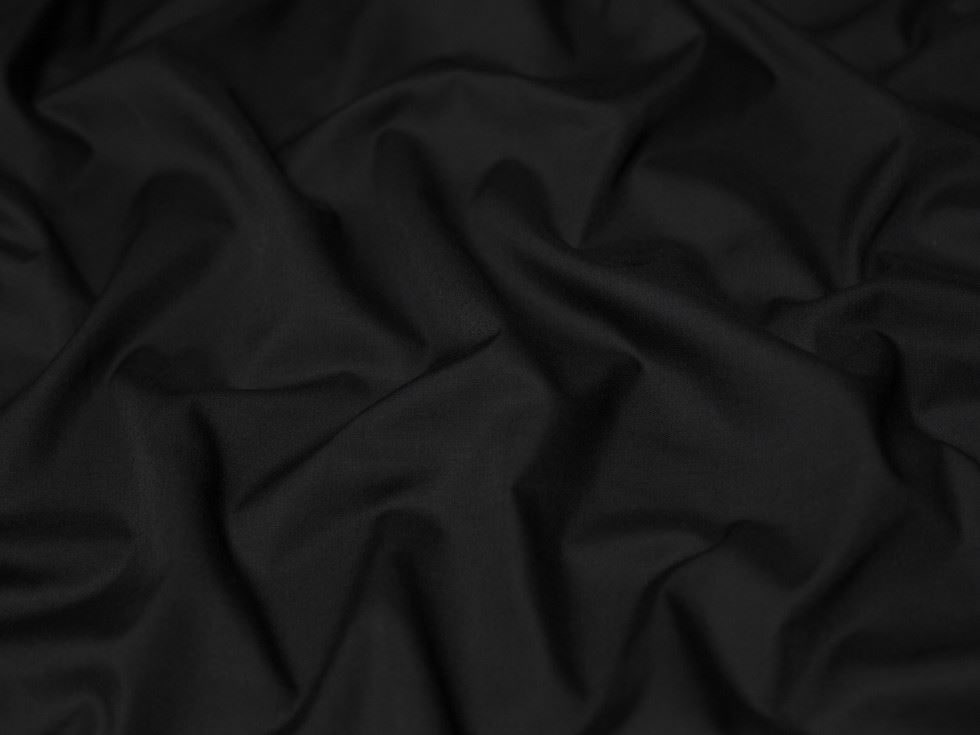 Minerva Core Range Black Poly Cotton Poplin Fabric for Dressmaking, Quilting, 144cm / 56" Wide - per metre