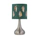 image 2 of Set of 2 Romana - Brushed Chrome Touch Operated Table Lamps Bedside Lights Dark Green Fern Shade Silver | Green