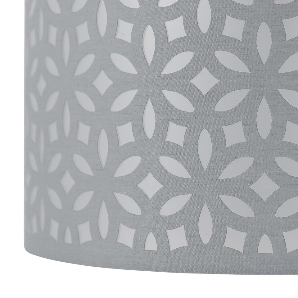image 1 of Chrome Touch Operated Table Lamp with Grey Cut Out Shade | Chrome | Grey | Medium | 1