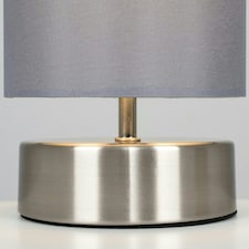 ValueLights Francis Brushed Chrome Touch Table Lamp Grey Shade