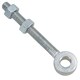 image 5 of Swing Gate Long Eye Bolts Hinge + Nuts Adjustable Zinc Plated 12 x 150mm 4pc Silver
