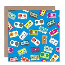Tape Cassette Retro Music Colourful Pattern Art Card