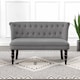 image 5 of HOMCOM Velvet 2 Seater Sofa, Button Tufted Wingback Loveseat with Rubber Wood Legs for Living Room, Bedroom, Charcoal Grey | Grey | Two Seater