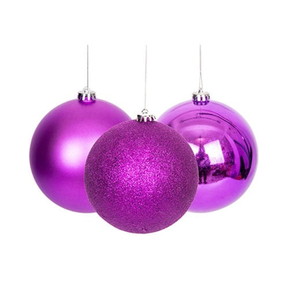 Purple Shatterproof Christmas Baubles 6cm - Pack of 6