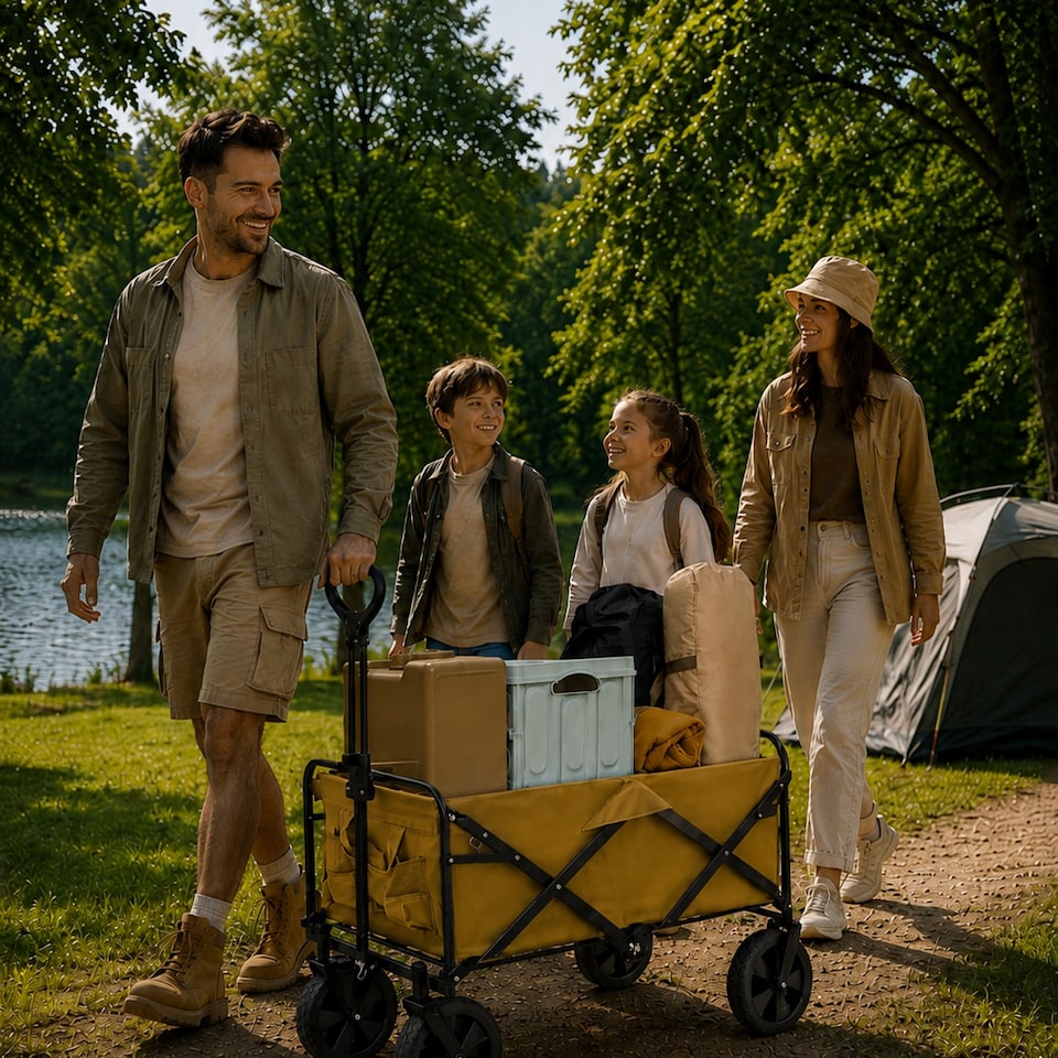 image 1 of Neo Foldable Collapsible Garden Festival Cart - Khaki