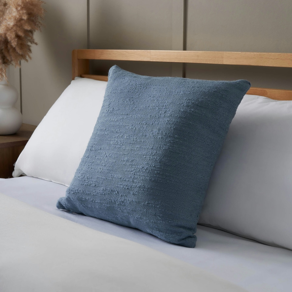 image 1 of BHS Textured Slub Cushion, Blue
