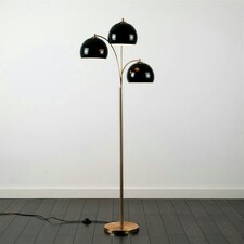 ValueLights Dantzig Polished Copper Floor Lamp with Black Dome Shade