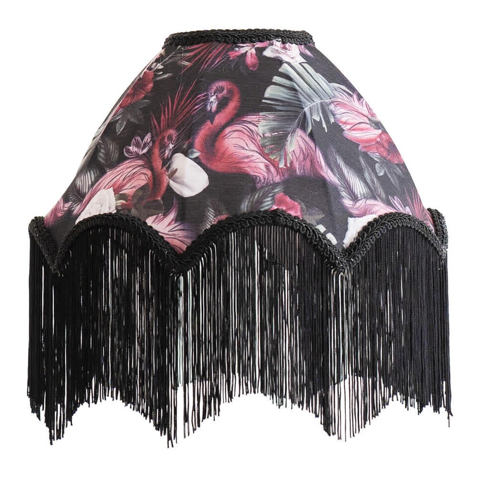 image 1 of ValueLights Rosette Scallop Flamingo Shade Black Tassels and Bulb
