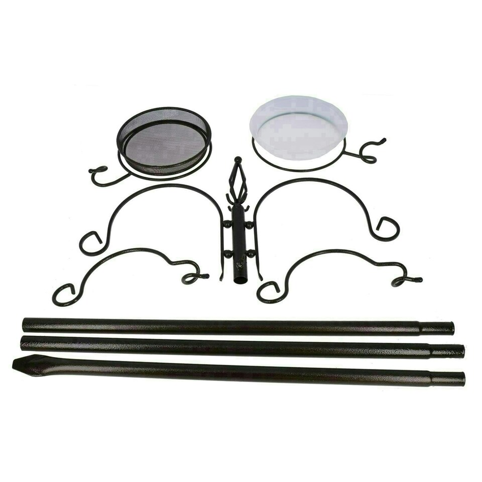 image 1 of Deluxe Garden Wild Bird Feeding Station 4 Hangers, Feeder Tray, Plastic Bird Bath