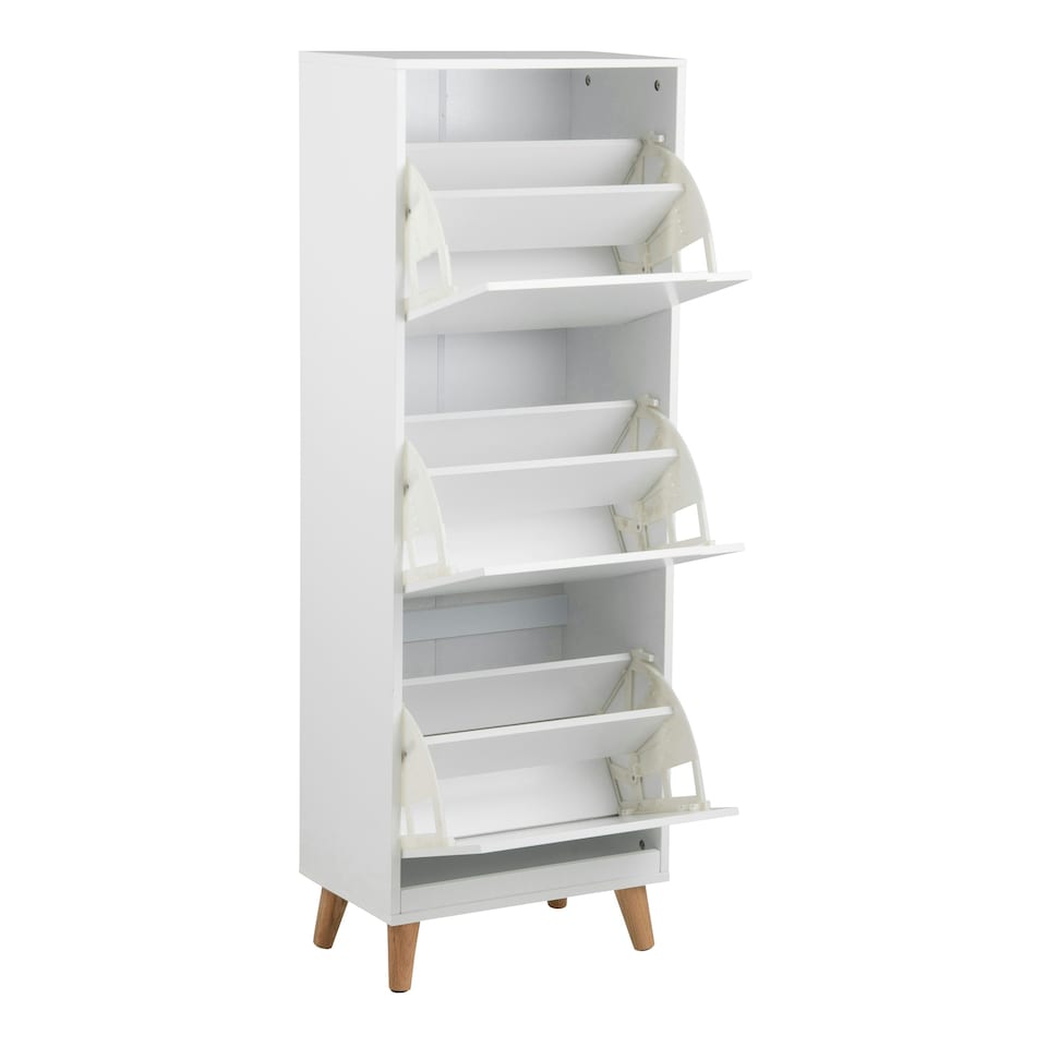 image 1 of Mitra Shoe Cabinet 3 Flip Down Doors in White