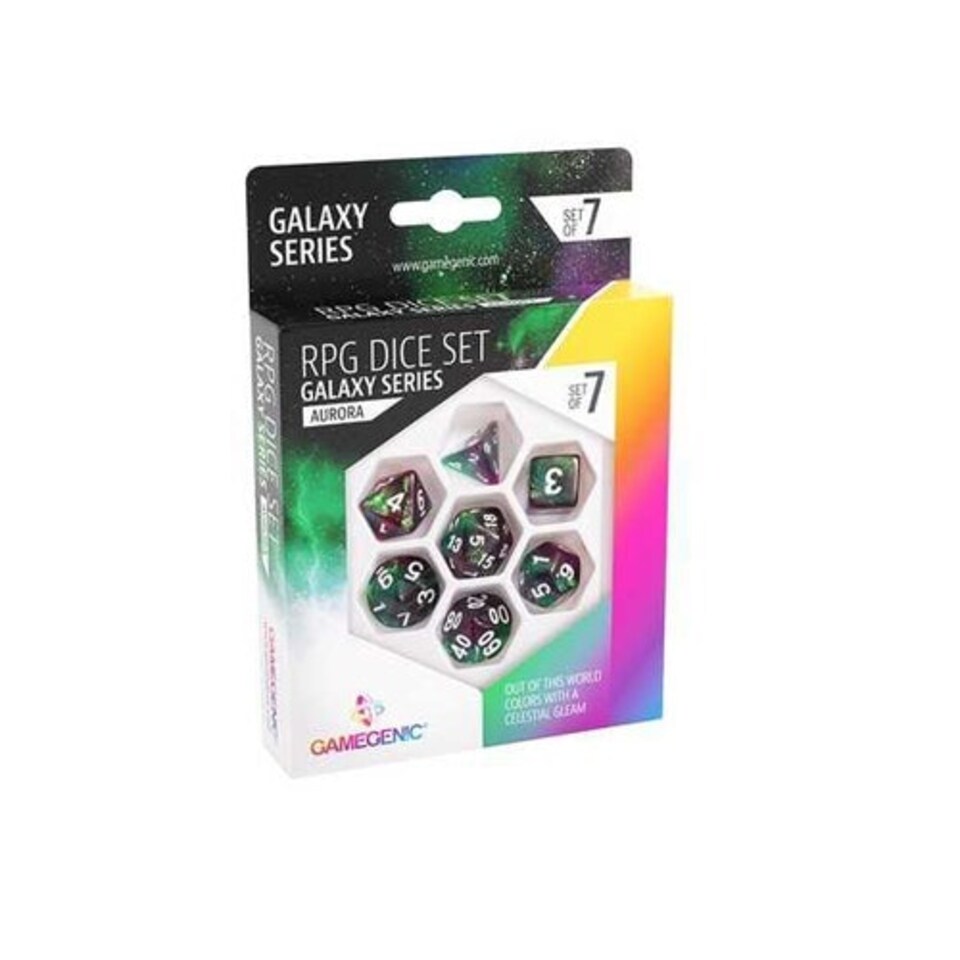 Gamegenic - Galaxy Series - Aurora - RPG Dice Set (7) - Green/Purple