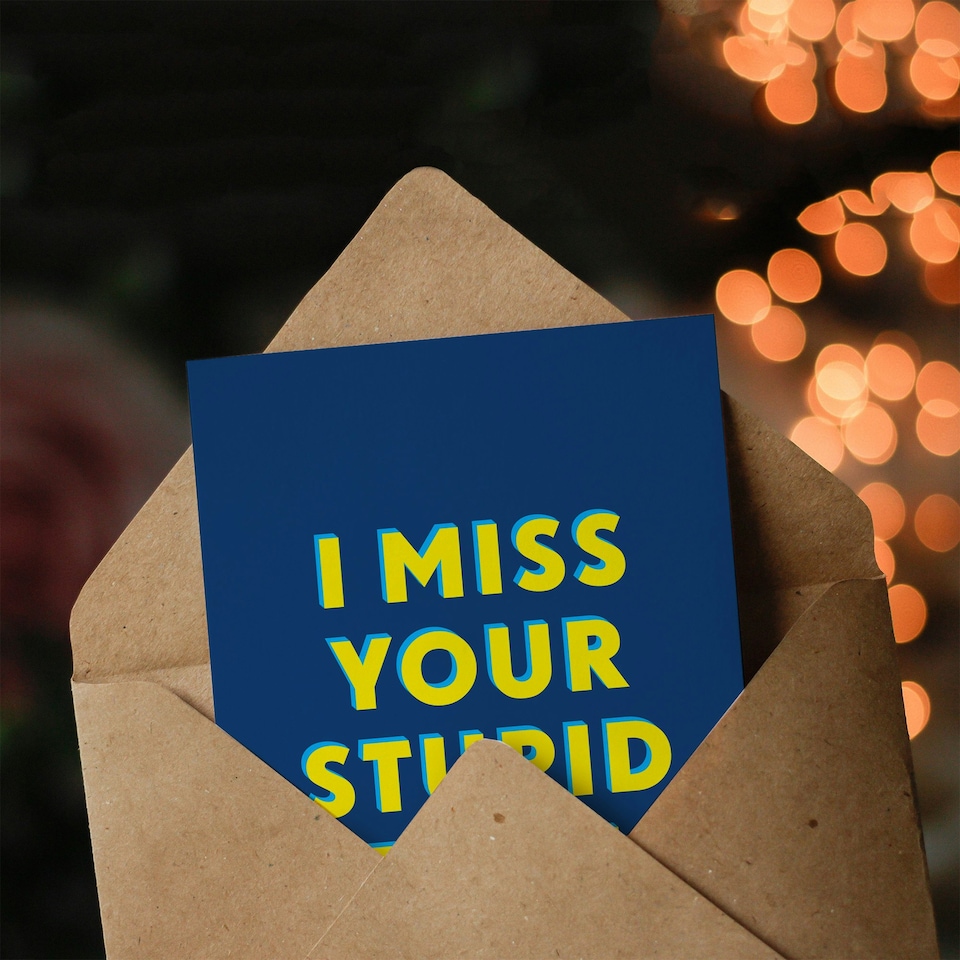 image 1 of I Miss Your Stupid Face Bold Modern Simple Art Card