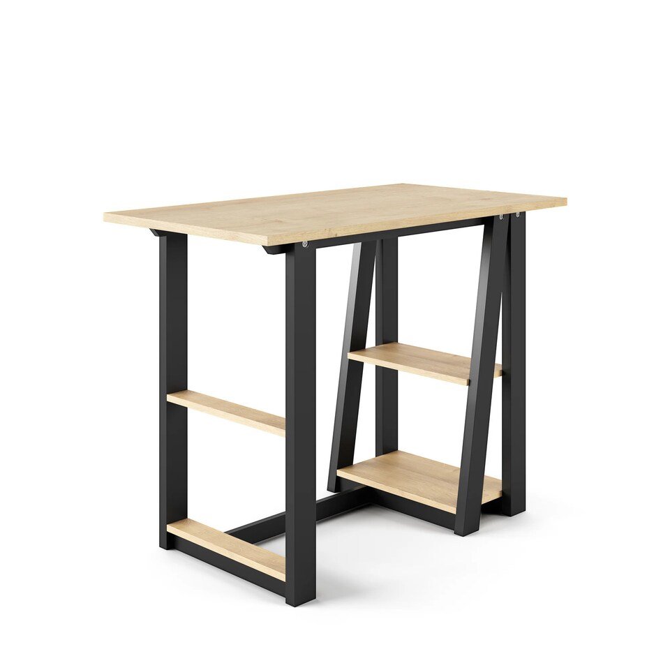 image 1 of Penzance Desk in Light Brown / Black | Brown | Light Brown/Black | 100 x 55cm