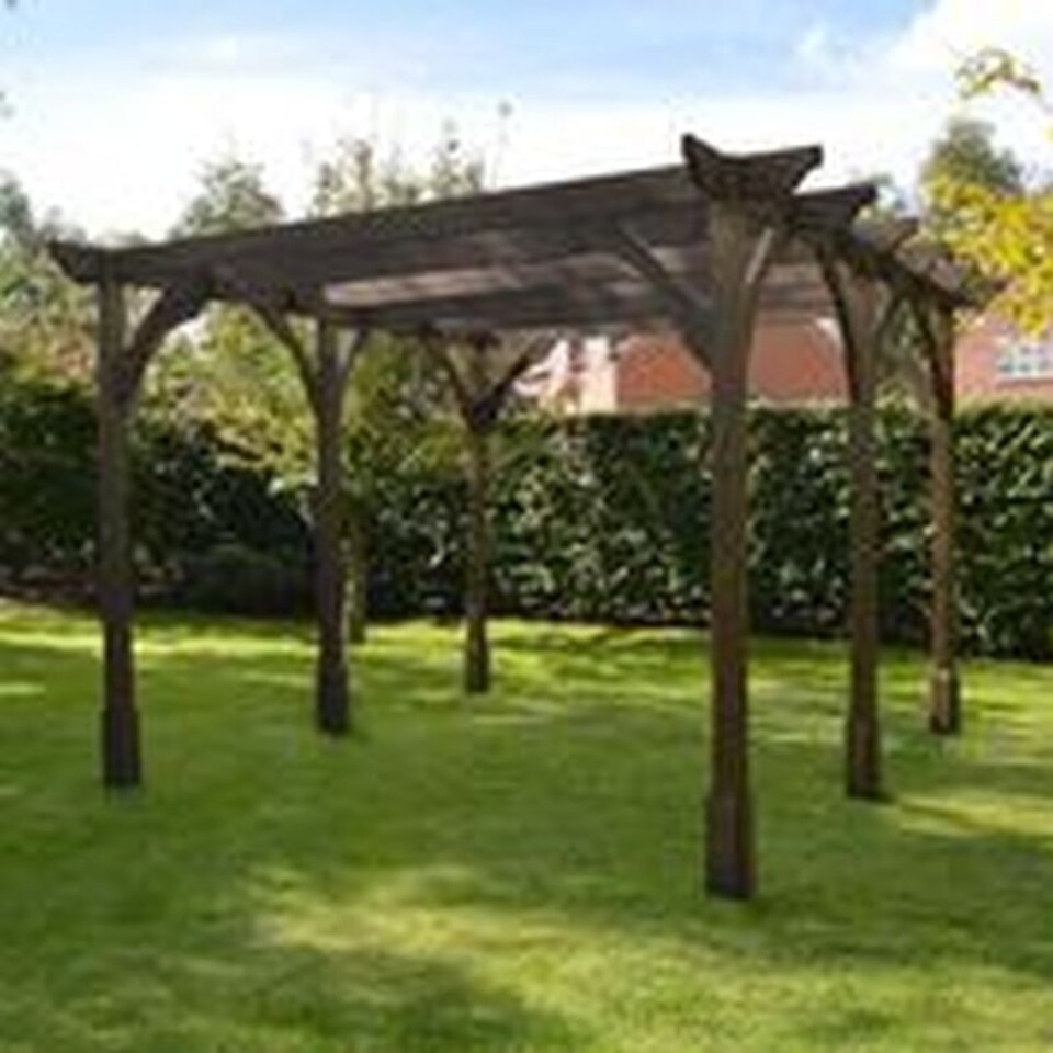 image 1 of Premium Pergola 6 Post - L480 x W480 x H270 cm - Rustic Brown