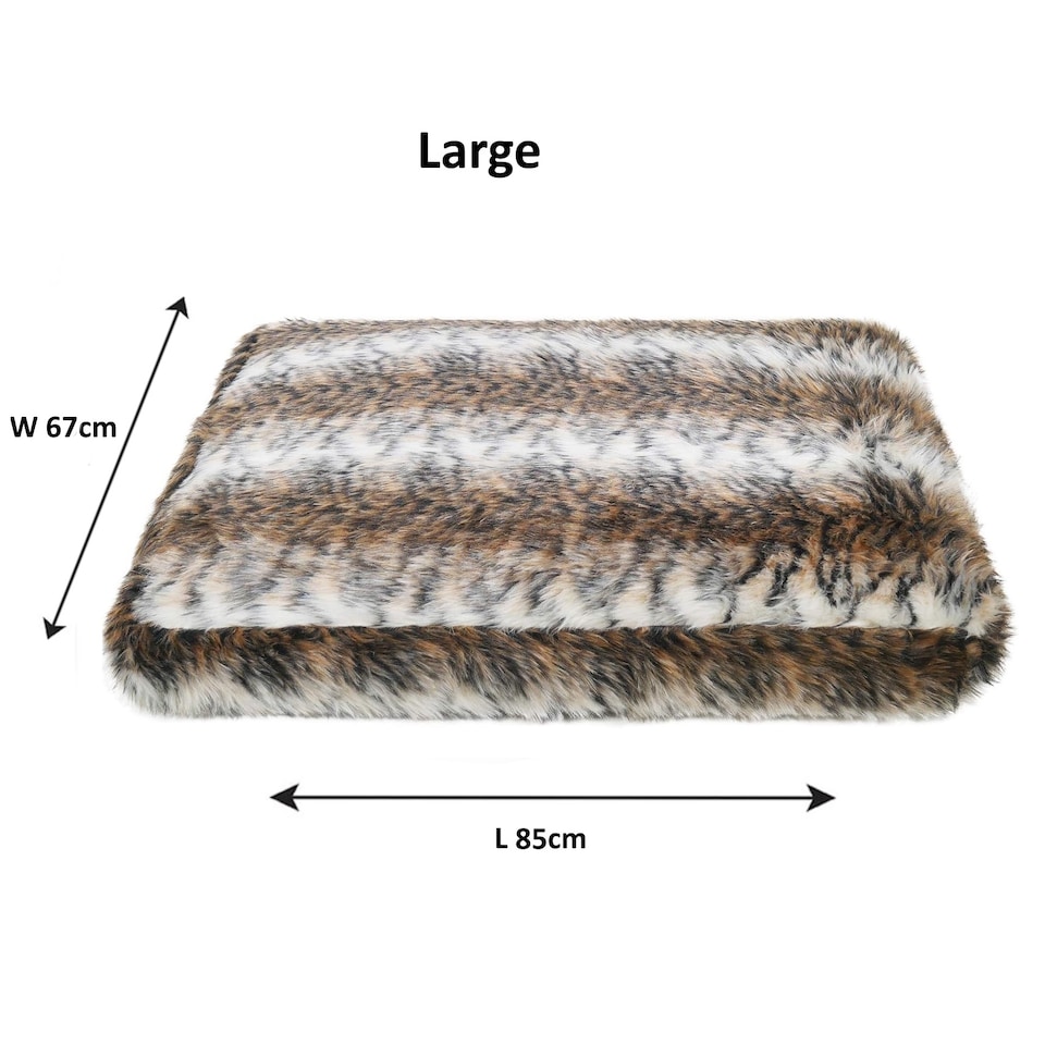 image 1 of Rosewood Brown Cosy Faux Fur Print Dog Mattress Bed