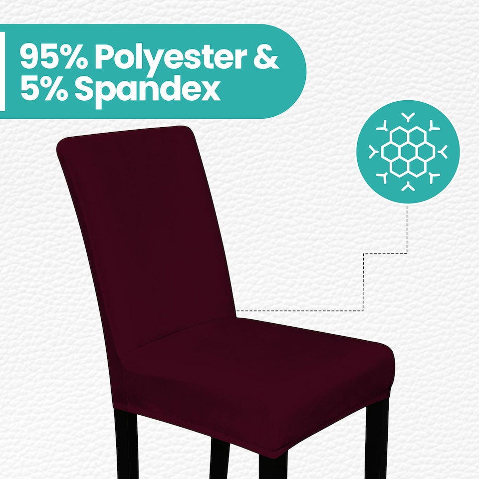 image 1 of Velvet Dining Chair Covers, Spandex High-Back Chair Slipcovers - 220GSM