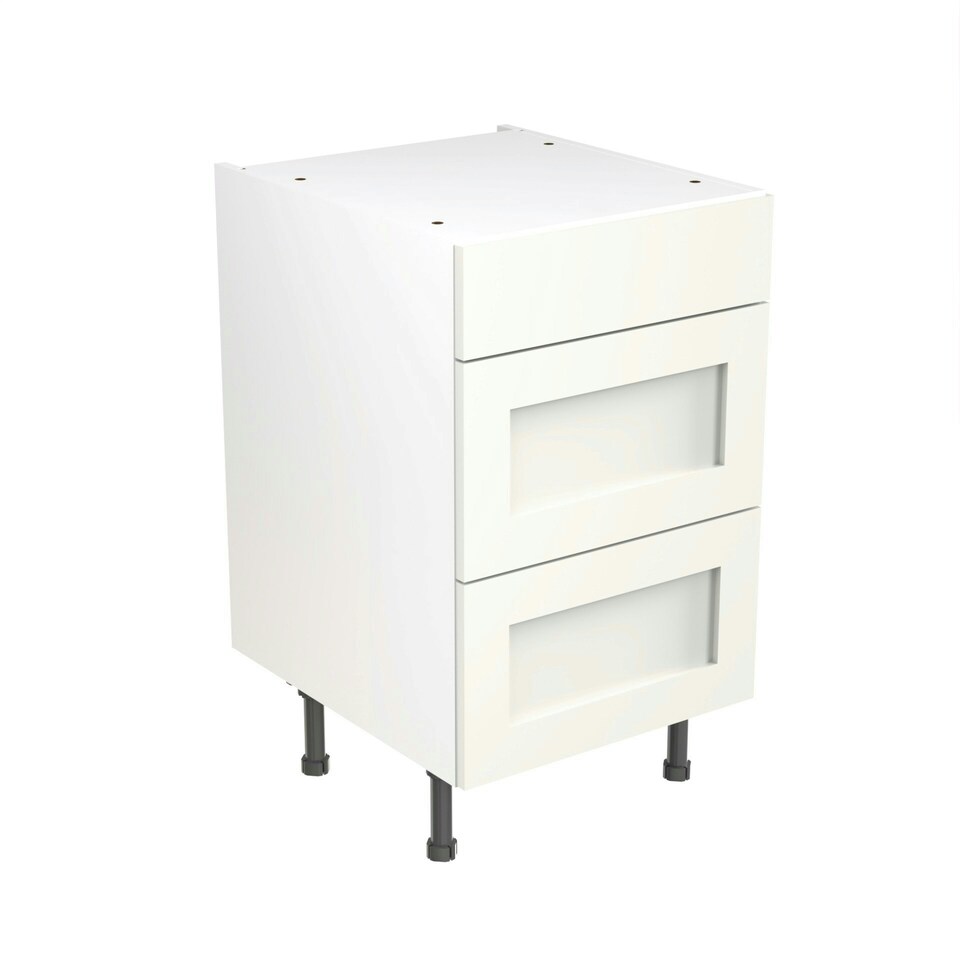image 1 of 3 Drawer Base Unit 500mm w/ Shaker Cabinet Door - Ultra Matt White White | Ultra Matt White