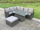 image 1 of Fimous 7 Seater Outdoor Rattan High Back Adjustable Rising Lifting Dining Table Corner Sofa Set Garden Furniture Dark Grey Mixed Left Hand