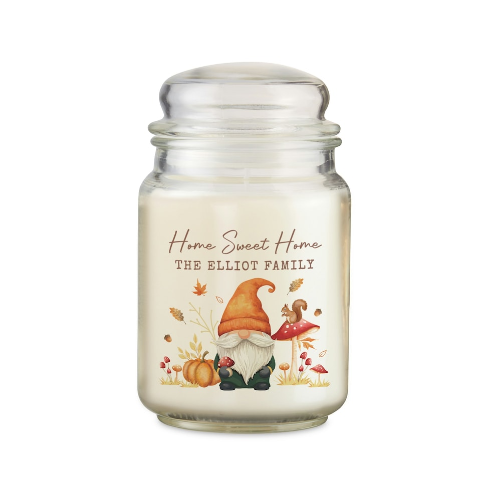 image 1 of Personalised Autumn Gonk Large Candle Jar White