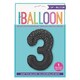 image 2 of Black Glitz Prismatic Number 3 Helium Foil Giant Balloon 86cm / 34 in