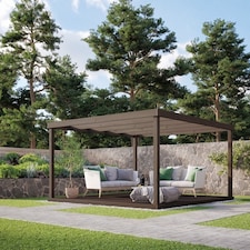 Box Pergola and Decking Kit - Wood - L480 x W480 cm - Rustic Brown