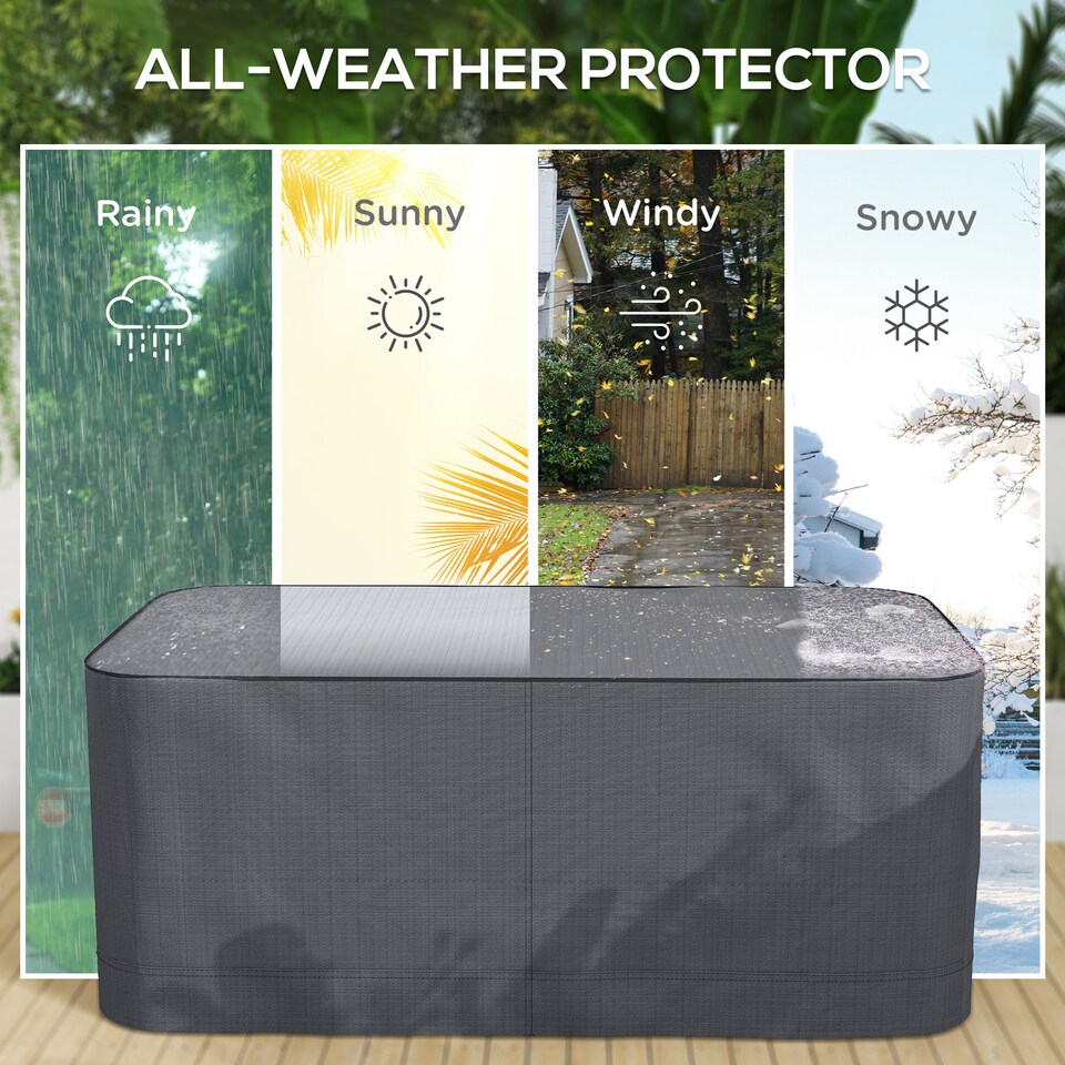 image 1 of Outsunny Patio 2/3 Seater Rattan Sofa Waterproof Furniture Cover Rain Protection | Grey | Grey