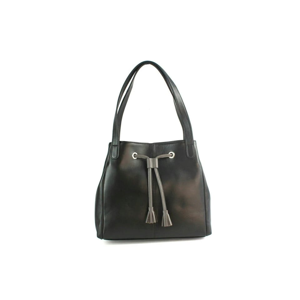 image 1 of Eastern Counties Leather Keziah Leather Handbag - Black/Dark Grey - One Size | Black