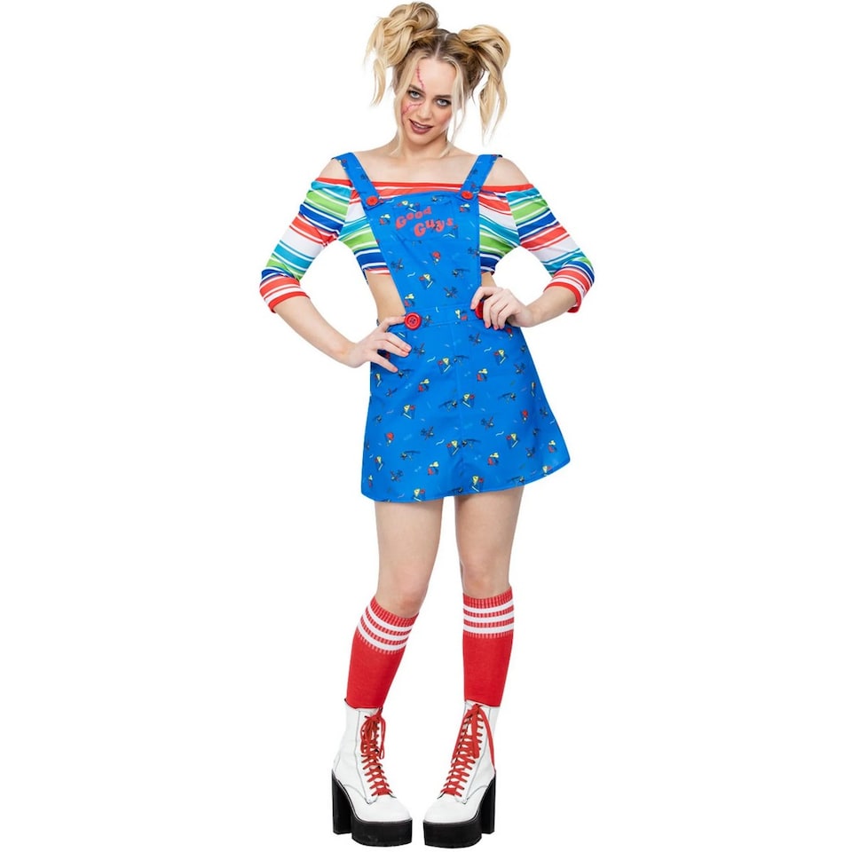 image 1 of Chucky Womens/Ladies Costume Dress | Blue | Blue | M | 1