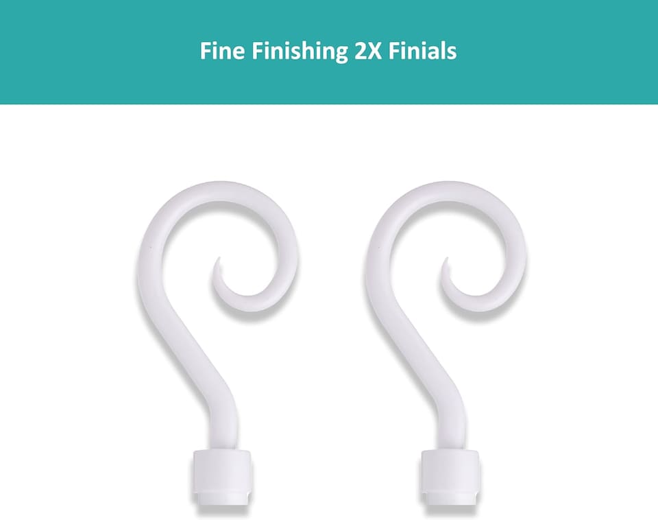 image 1 of 19 mm Extendable Metal Curtain Pole Rods - White (Crook Finials, 70-120 cm)